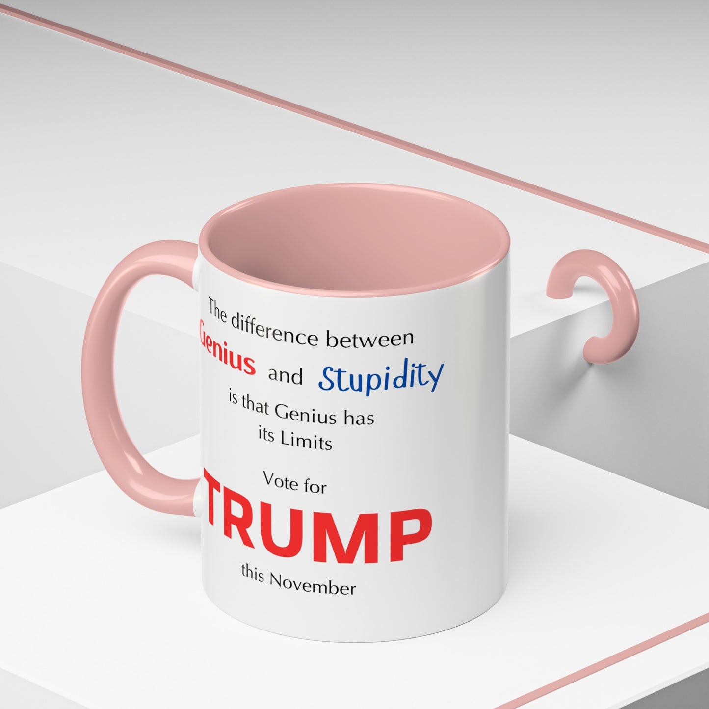 Trump The difference between Genius and Stupidity - Accent Coffee Mug (11, 15oz)