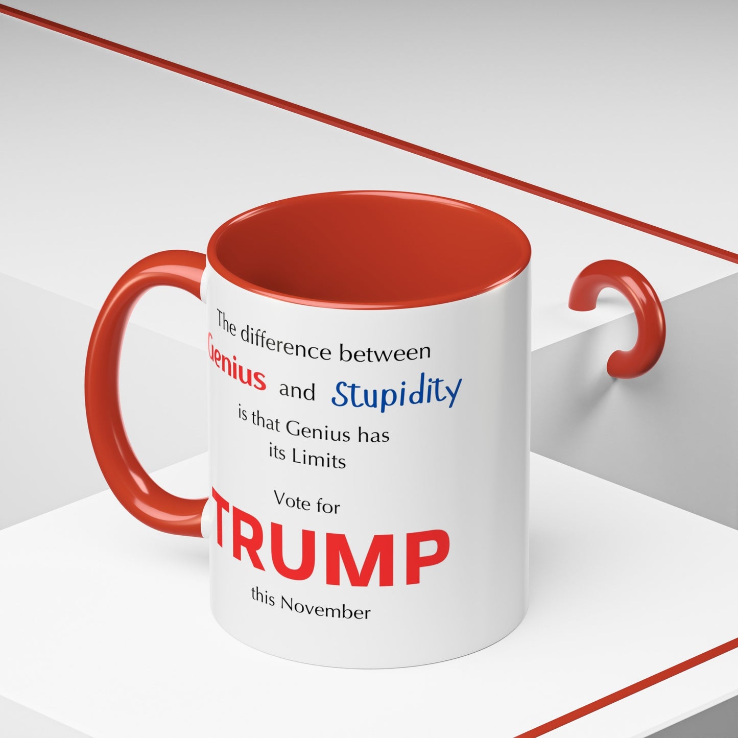 Trump The difference between Genius and Stupidity - Accent Coffee Mug (11, 15oz)