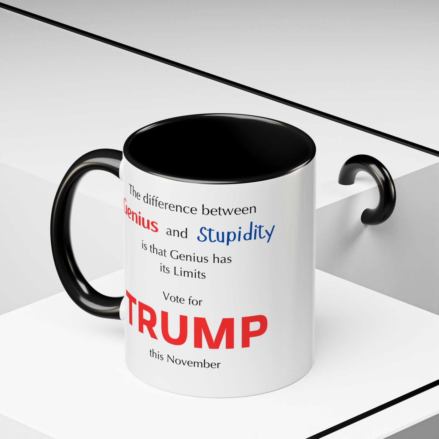 Trump The difference between Genius and Stupidity - Accent Coffee Mug (11, 15oz)