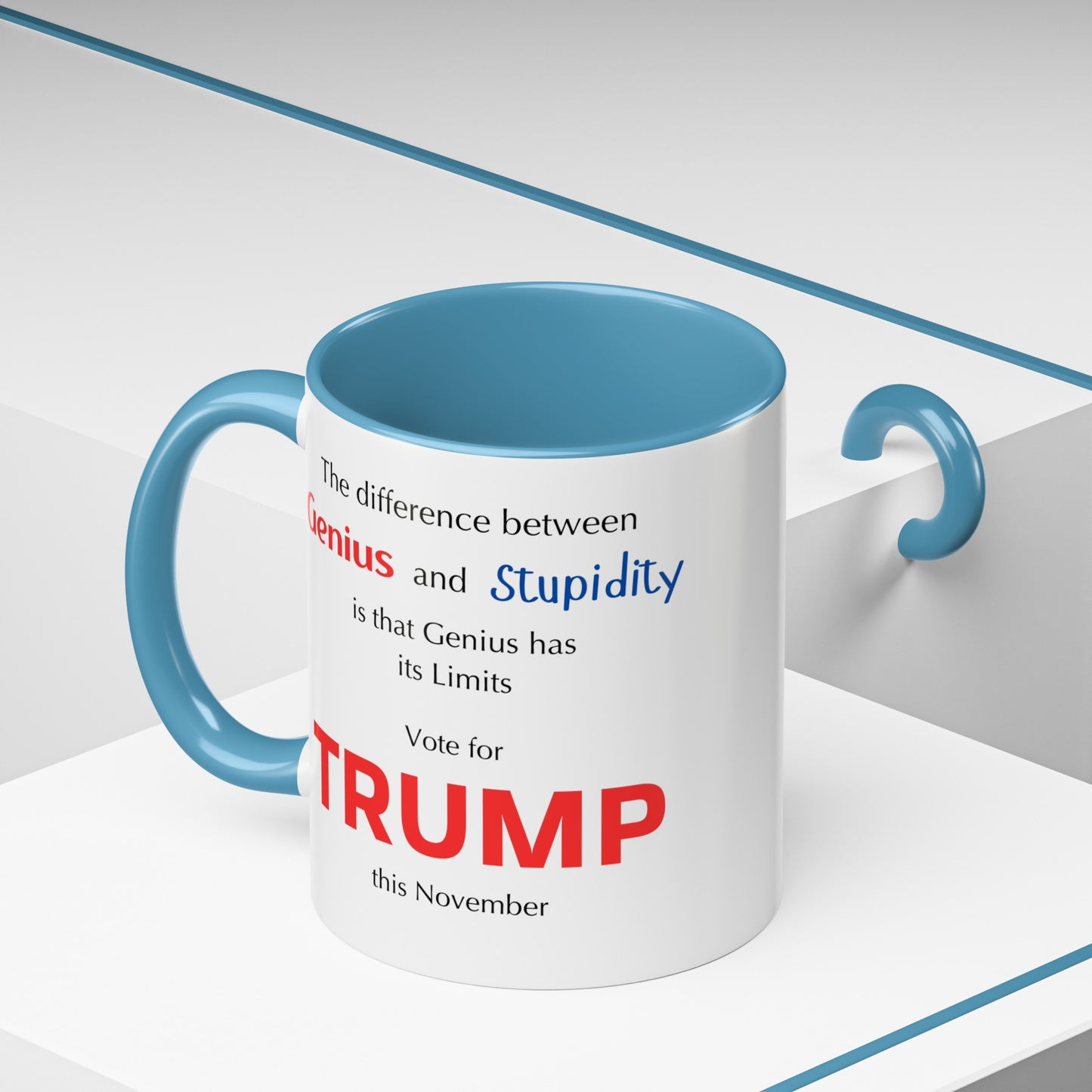 Trump The difference between Genius and Stupidity - Accent Coffee Mug (11, 15oz)